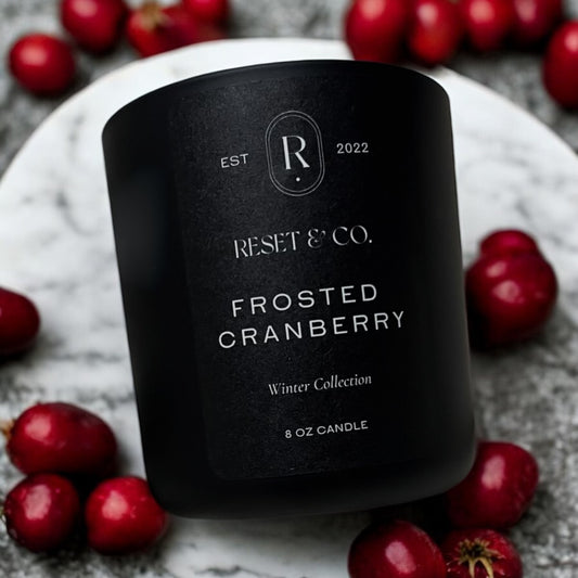 Frosted Cranberry Glass Candle