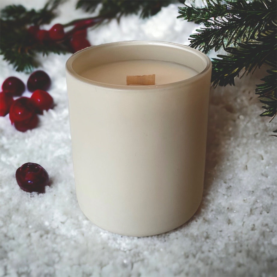 Frosted Cranberry Glass Candle